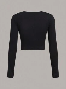 SHEIN EZwear 3pcs/Set Women's Casual Long Sleeve Crew Neck Fitted T-Shirt, Suitable For Spring & Autumn And Winter - Multicolor - View 4