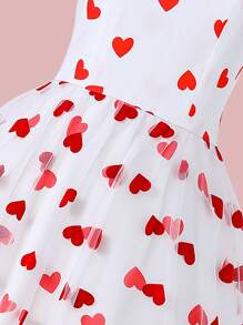 Đầm Maxi Phối Lưới Họa Tiết Trái Tim Cho Mẹ Và Con Gái Trang Phục Nữ - trắng - Xem 5