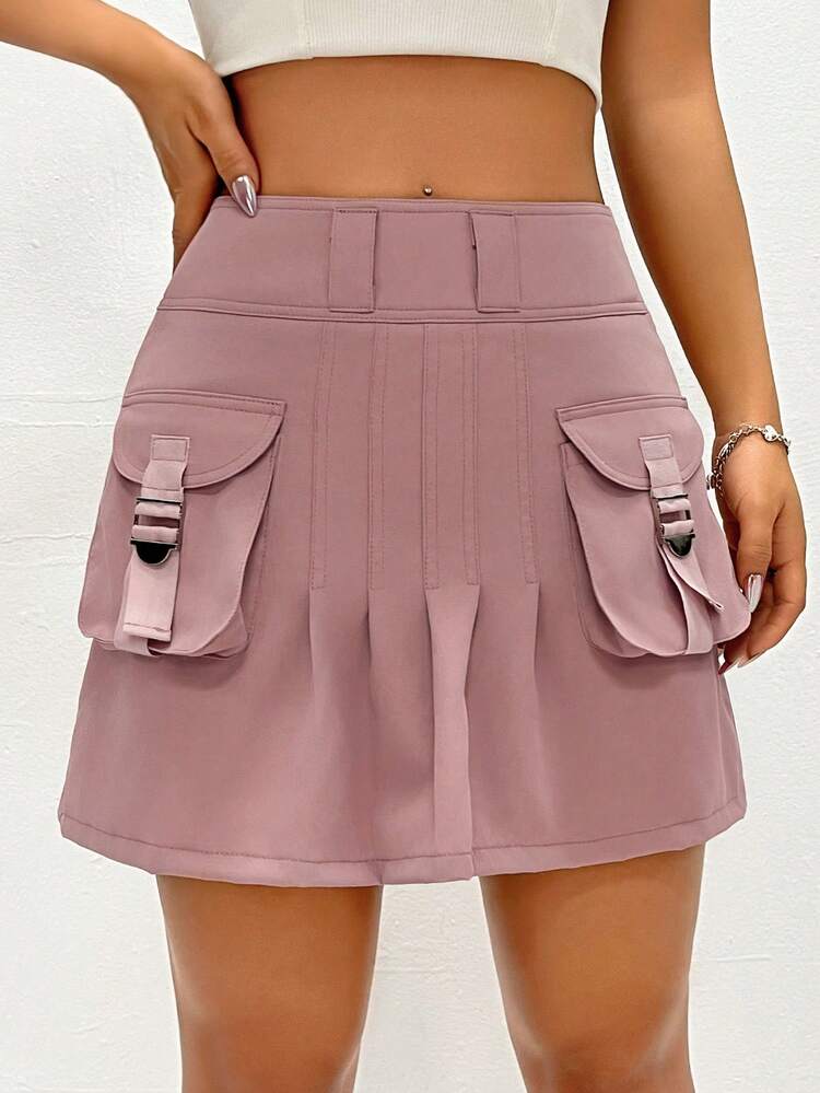 Women's Cargo Pocketed Sweet & Spicy Pleated Mini Skirt