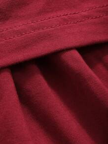 DAZY 3pcs Pleated Detail Cami Top, Long Sleeve Robe And Pants Homewear Lounge Set, Fall Winter Clothes Pajama, Cozy Outfit - Red - View 7