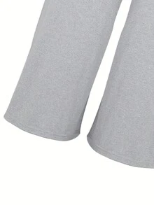 Plus Size Women Casual Solid Color Jumpsuits With Suspender - Light Grey - View 5