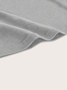 SHEIN EZwear Atasan Wanita Rib-Knit Plain Casual - Light Grey - View 3