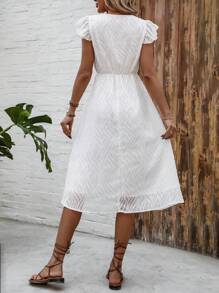 SHEIN Clasi Váy vải họa tiết tay ngắn cho nữ - trắng - Xem 2