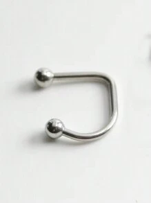 ROMWE Grunge Punk 1個不鏽鋼d形嘴唇環,唇釘,混合尺寸球,男女穿孔飾品套裝 - 銀色 - 查看 4