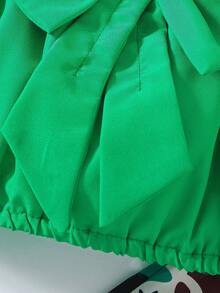 SHEIN 少女夏季吊帶迷彩工裝褲,2 件/套 - 軍綠色 - 查看 6