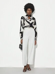 Maija 女裝幾何圖案長袖襯衫