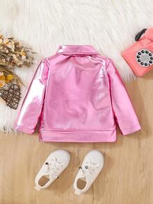 Fashionable Street Style Jacket For Baby Girls - Pink - View 2
