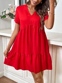 SHEIN LUNE Valentine's Day Limited Edition Women's Red Doll Dress - Red - View 6