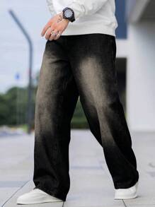 Manfinity Hypemode Men's Casual Straight Leg Jeans - Black - View 5