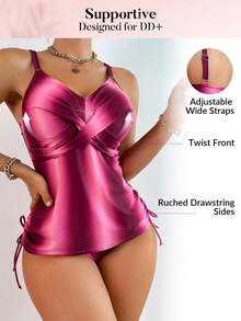 Swim DD+ Tankini de traje de baño con espalda cruzada y efecto tie-dye para san valentín - Multicolor - Ver 3