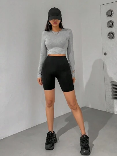 DAZY 纯色女士紧身短款打底裤