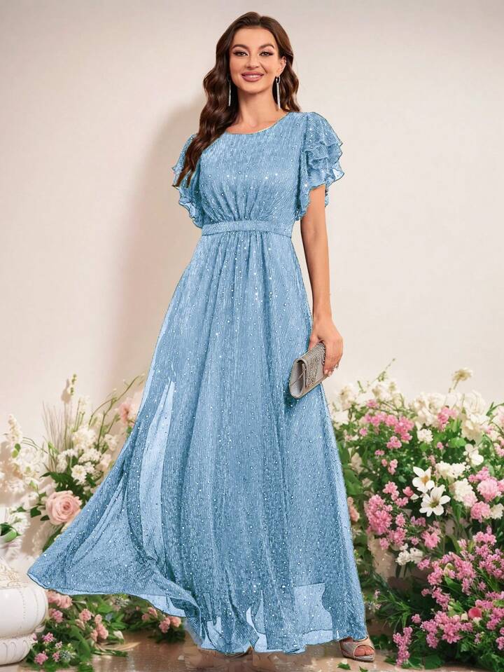 SHEIN Belle ワンショルダー フリル詳細 シフォン ブライド
