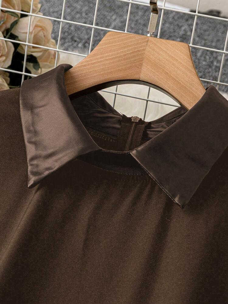 Women'S Pu Spliced Dress Fall Cloth For Women