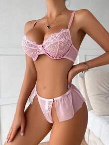 Ladies' Sexy Lace Underwear Set With Steel Ring