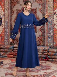 Al Najma Vestido De Manga Larga Detallado Con Tela Suave Y Esponjosa - azul real - Ver 6