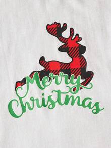 RueChic 男款信封＆鹿印花長袖t卹和格子褲家居套裝 - 彩色 - 查看 3