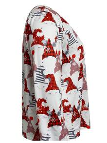 Plus Size Women's Christmas Pattern Long Sleeve Top - White - View 3