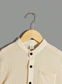 SHEIN 2pcs/Set Tween Boy's Casual Solid Stand Collar Short Sleeve Shirt - Multicolor - View 5