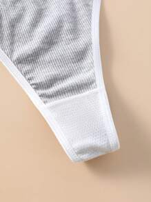 Conjunto de 3 piezas de tanga sexy para mujer con ribete de contraste