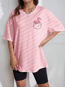 INAWLY Women's Cartoon Printed Drop Shoulder T-Shirt Graphic Tees Women Tops