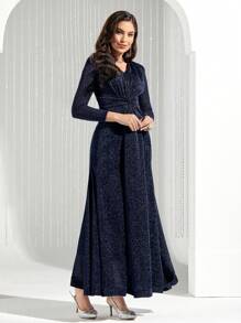 Modelyn Váy thắt nút xoắn lấp lánh cho nữ - Màu xanh hải quân - Xem 5