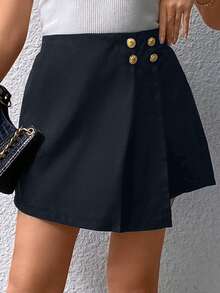 SHEIN Privé Kích thước lớn Của phụ nữ Viền không đối xứng Skorts - Màu xanh hải quân - Xem 3