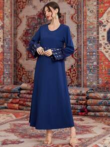 Al Najma Vestido De Manga Larga Detallado Con Tela Suave Y Esponjosa - azul real - Ver 5