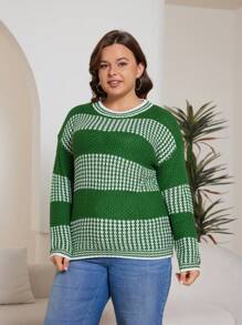 Flirla Plus Pull Bicolore Épaule tombante