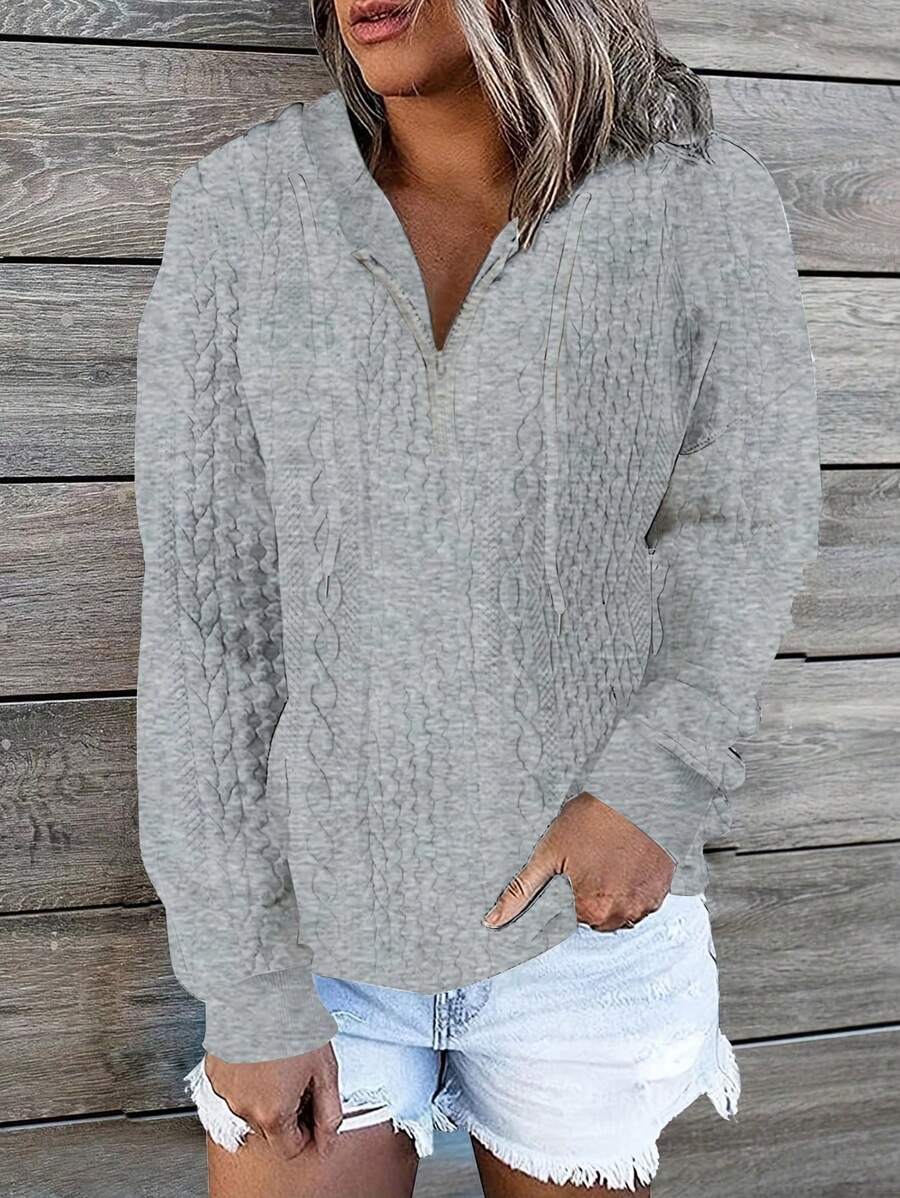 INAWLY Women'S Texture Hooded Sweatshirt,Long Sleeve Tops Pullover Fall Outfit