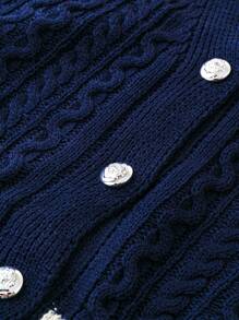 Flirla Plus Size Knitted Top With Button Detail And Halter Neck