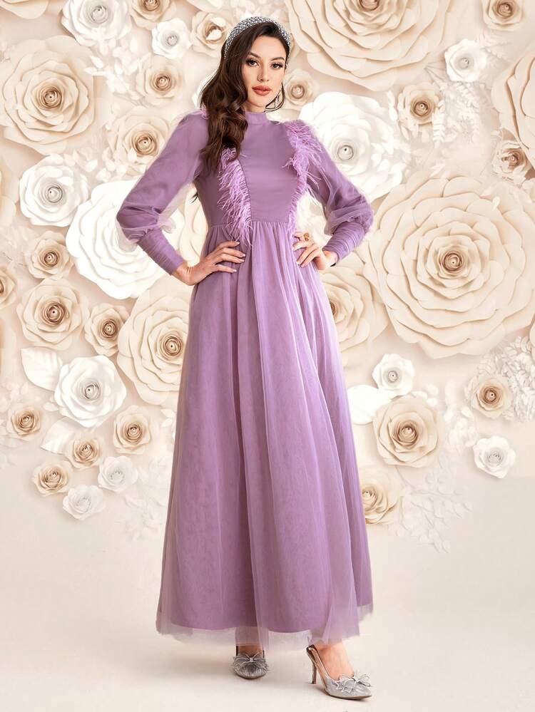 Women's Long Sleeve Arabian Dress,Elegant Evening Party Dress Long Evening Dresses