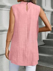 EMERY ROSE Women'S Sleeveless Solid Color Asymmetrical Hem Shirt