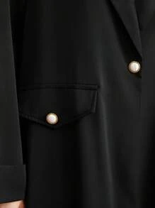 Al Najma Solid Color Lapel Collar Pleats Spliced Long Coat Abaya, Muslim Fashion Abaya For Casual/Festival/Gathering/Travel