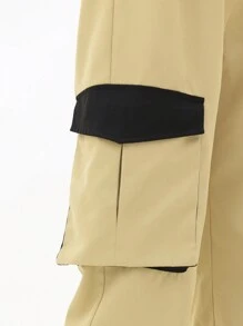 Tween Girls' Utility Pocket Pants - Khaki - View 5