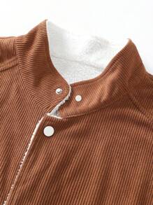 Manfinity Homme Chaleco acolchado con botones para hombre talla grande, de pana - Caqui - Ver 5