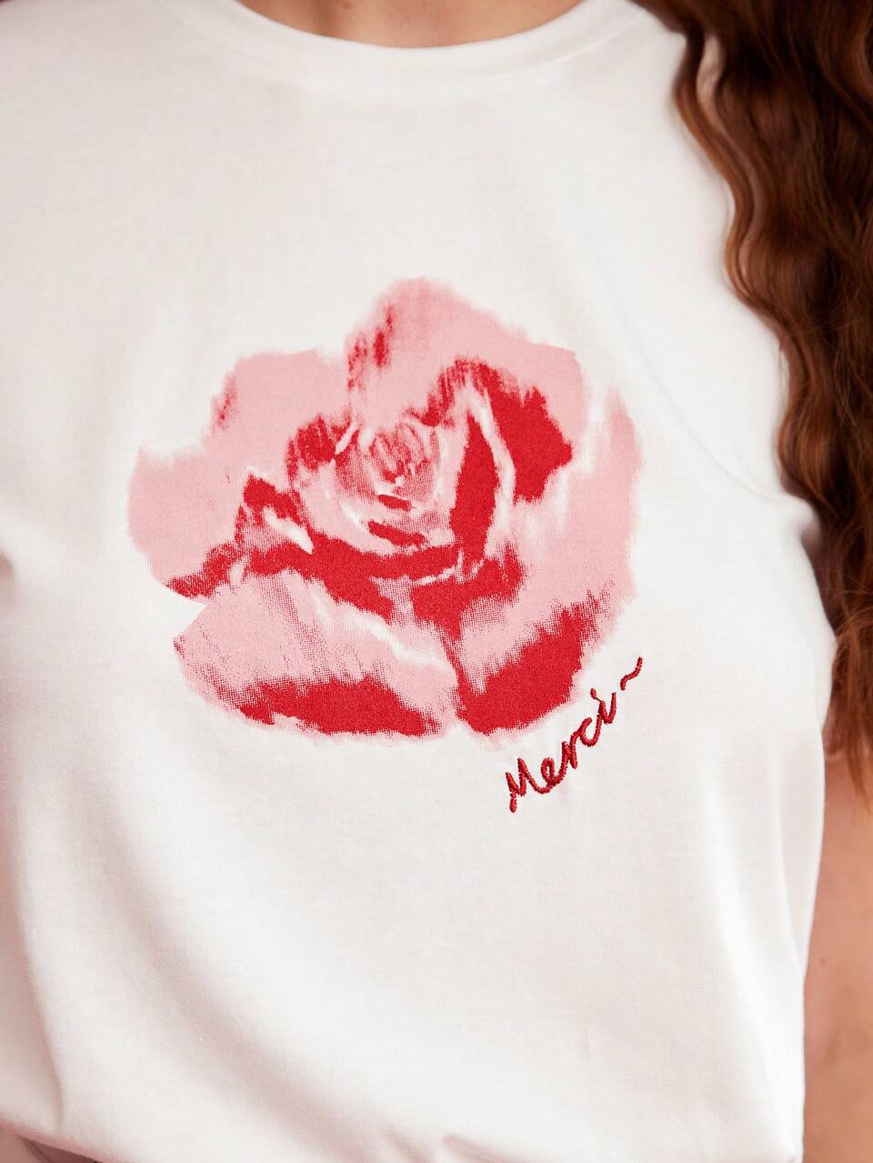 MOTF WOMEN'S FLORAL PRINT SHORT SLEEVE T-SHIRT,VALENTINE'S DAY,GRAPHIC TEE