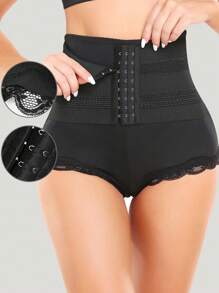 Quý cô Ren Vá lại Áo Shapewear Với móc Khép kín Và Kiểm soát bụng - màu đen - Xem 2