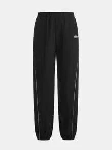 少女肖像印花衛衣和拼接口袋褲 2入組 - 黑色 - 查看 11