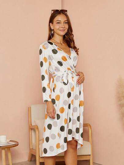 Maternity Fashionable Colorful Polka Dot Nursing Dress