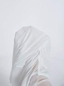 Loomaby 孕妇露肩褶皱紧身连衣裙，长袖，适合婴儿洗礼 - 白色 - 查看 6