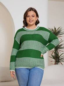 Flirla Plus Pull Bicolore Épaule tombante