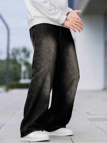 Manfinity Hypemode Men's Casual Straight Leg Jeans - Black - View 4