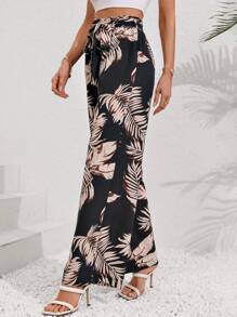 Breezaya Random Tropical Printed High Waisted Pants