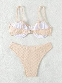 SHEIN Swim Women's Two Pieces Bikini Set With Special Fabric Shoulder Straps And Lace Trim For Summer Vacation Beachwear Wedding Summer Beach - Coral Orange - View 6