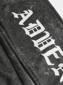 Teenage Girls' Relaxing Joggers With Knitted Letter Print Pattern And Inclined Pockets - Black - View 4