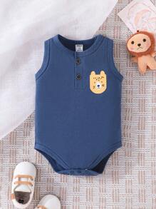 Baby Boy 3pcs Cute Animal Print Tank Bodysuit , Summer Outfits - Multicolor - View 8