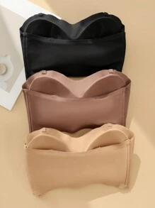 3pcs/Set Women's Plain Front Closure Bra Strapless Bra - Multicolor - View 2