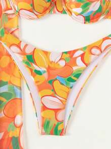 SHEIN Swim Women's Flower Print Bikini Set Summer Beach - Multicolor - View 5