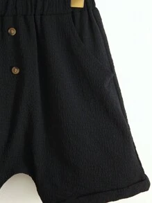 Toddler Boys' 2pcs/set Casual Comfortable Button Decorated Woven Shorts - Multicolor - View 7