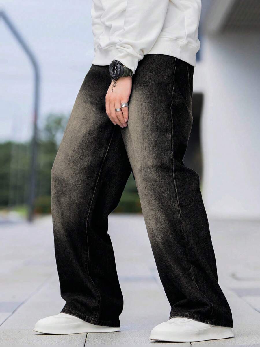 Manfinity Hypemode Men's Casual Straight Leg Jeans - Black - View 1